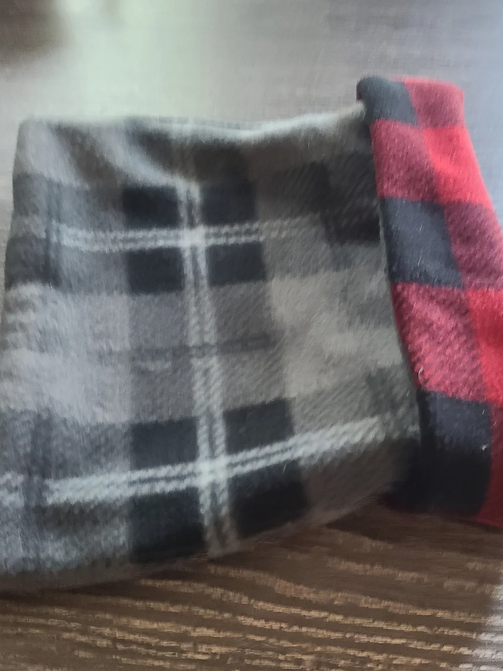 Reversible Red and Black Buffalo Plaid Wool Scarf